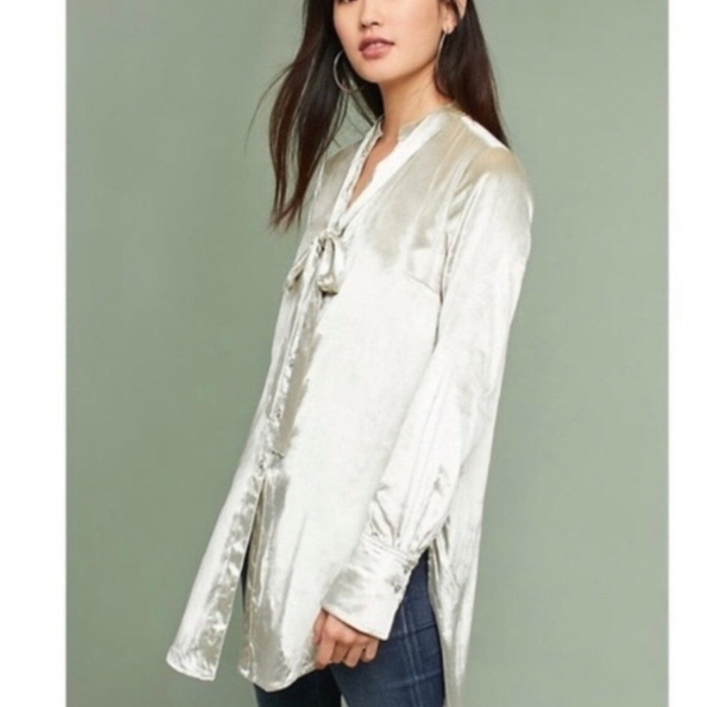 Maeve Anthropologie Crushed Velvet Shirt Size 10 EUC